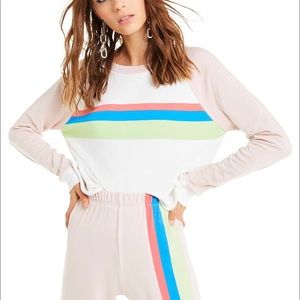 WILDFOX Striped Beach Crop Women’s Sweatshirt Size Medium NWT
